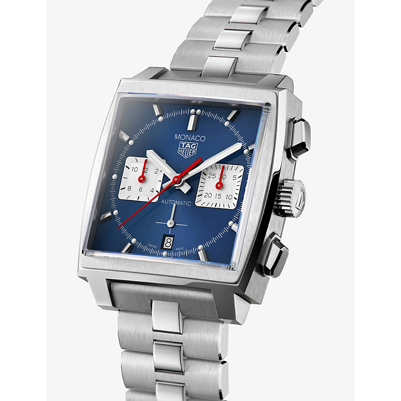 Shop Tag Heuer Men's Blue Cbl2111.ba0644 Monaco Stainless-steel Automatic Watch