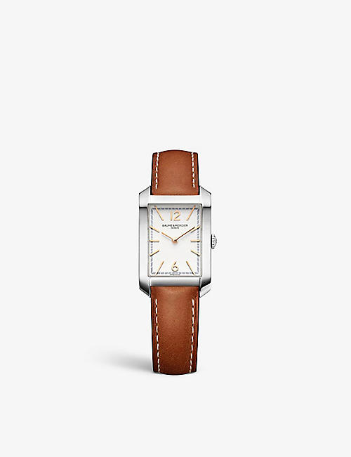 BAUME & MERCIER: MOA10472 Hampton leather and stainless-steel quartz watch