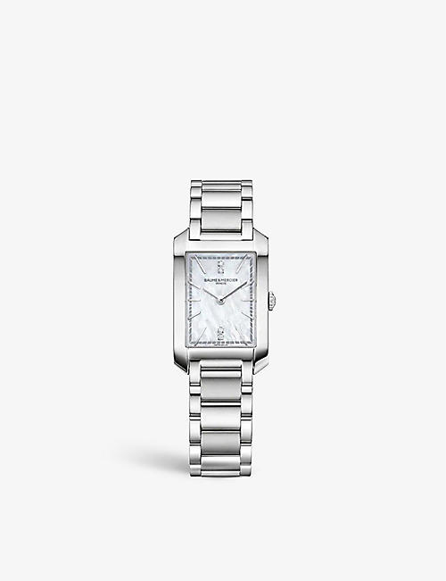 BAUME & MERCIER: MOA10474 Hampton 0.02ct diamond and stainless-steel quartz watch