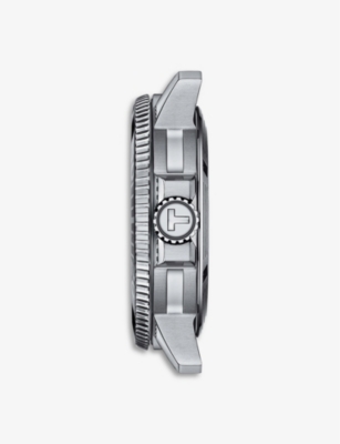 Shop Tissot Men's Silver/blue T1204071104103 Seastar 100 Stainless-steel Automatic Watch