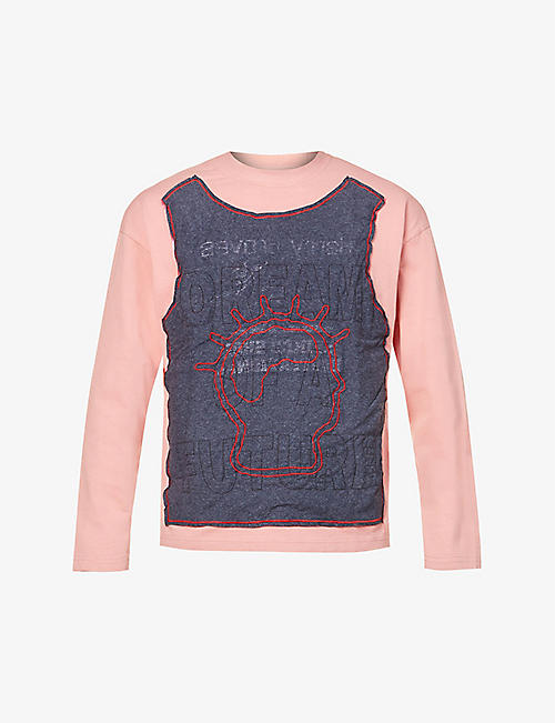 LIAM HODGES: DIY Future embroidered-appliqué cotton-jersey sweatshirt