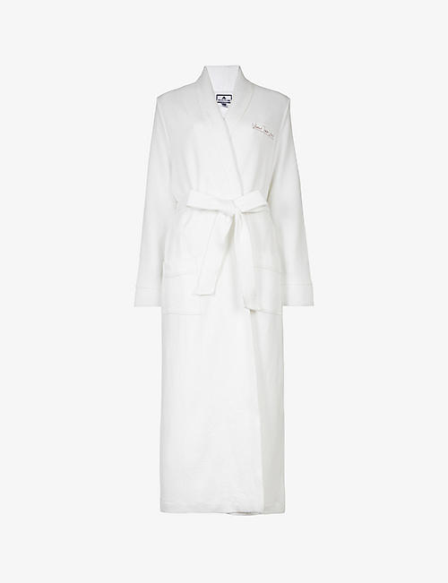 PETITE PLUME: Sunset Tower Hotel embroidered jersey dressing gown