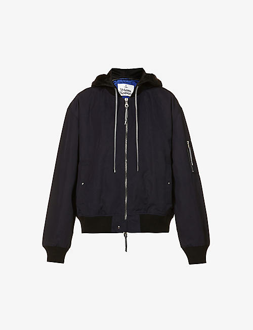 VIVIENNE WESTWOOD: Two-toned boxy-fit recycled-polyester hooded bomber jacket