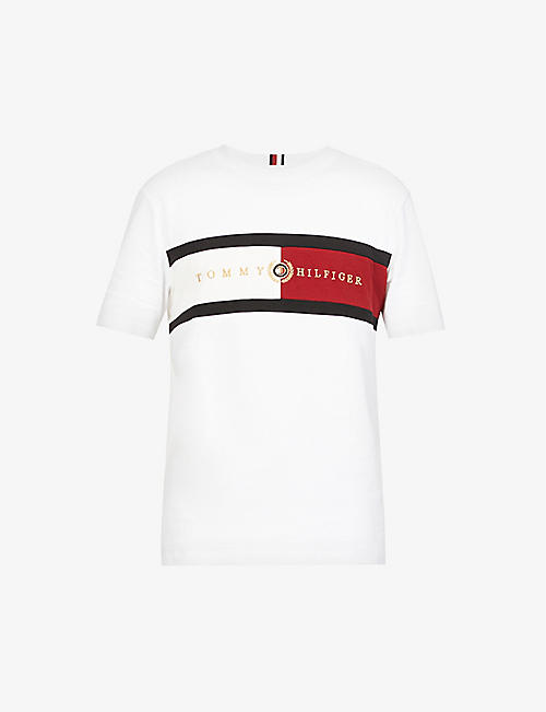 TOMMY HILFIGER: Icon logo-embroidered cotton T-shirt
