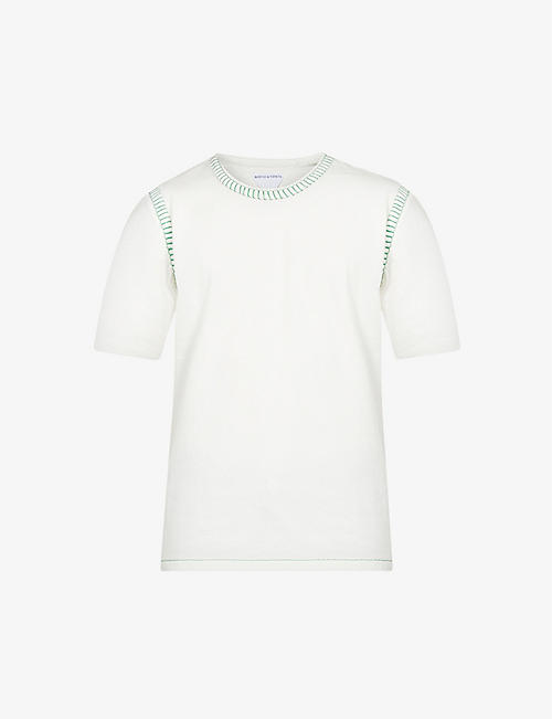 BOTTEGA VENETA: Overlock-embroidered relaxed-fit cotton-jersey T-shirt