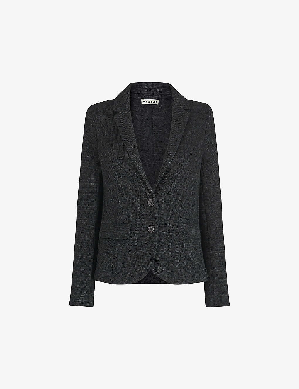 Whistles Womens Grey Notched-lapel Single-breasted Cotton-jersey Blazer