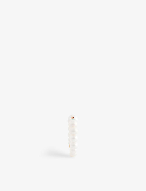 ANISSA KERMICHE: Swirl 14ct yellow-gold and pearl single earring