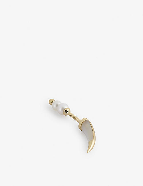 ANISSA KERMICHE: Corne Des Perles 14k yellow gold and pearl earring