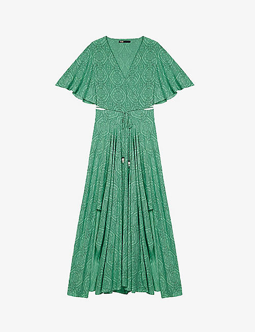 MAJE: Rimaro graphic-print woven maxi dress