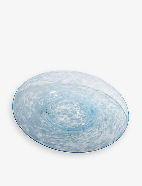 CURIO: Skimming Stone speckled large glass platter 30cm