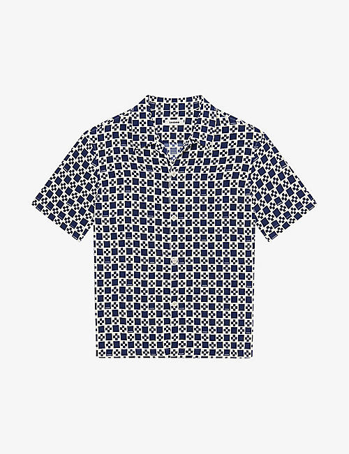 SANDRO: Cross graphic-print loose-fit woven shirt