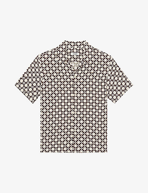 SANDRO: Cross graphic-print loose-fit woven shirt