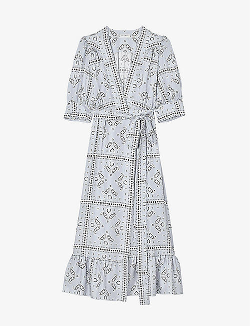 SANDRO: Enrika graphic-print silk dress