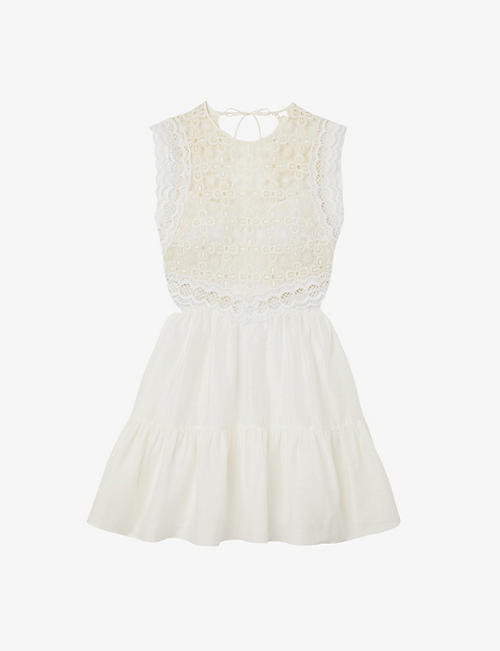 SANDRO: Isee sleeveless linen-blend mini dress