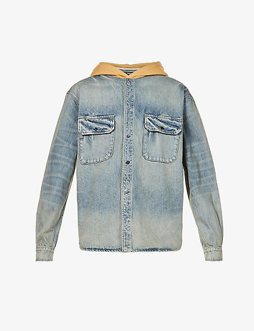 AMIRI: Logo-embroidered relaxed-fit denim overshirt