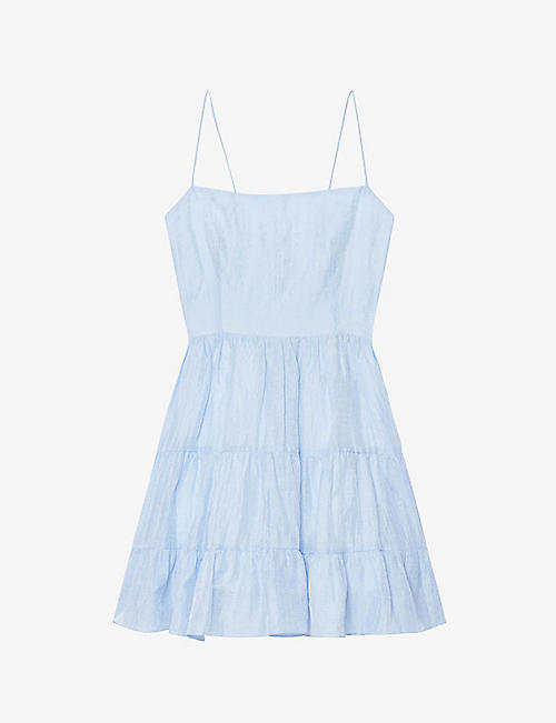 SANDRO: Kersten strappy linen-blend mini dress