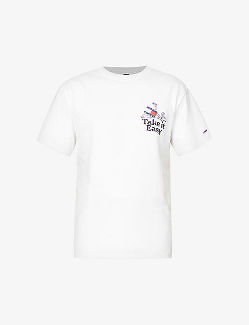TOMMY JEANS: Take It Easy brand-print cotton T-shirt