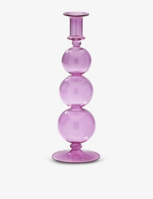 Anna + Nina Purple Bubble Glass Candle Holder 30cm ModeSens