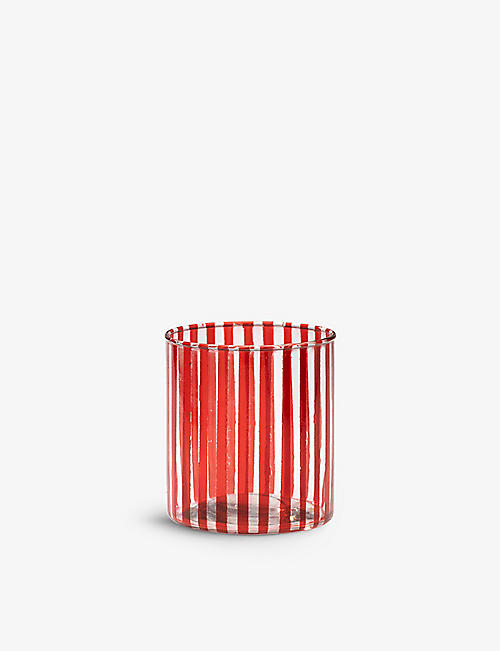 ANNA + NINA: Striped glass tealight holder 9cm