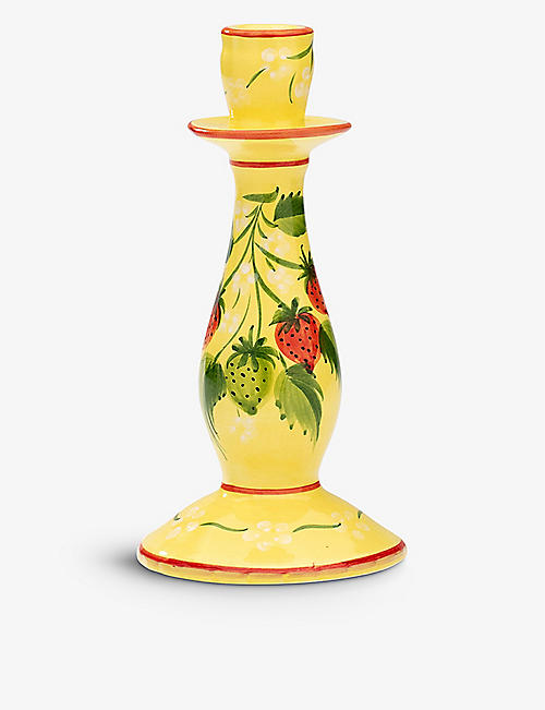 ANNA + NINA: Strawberry Fields painted ceramic candlestick 24cm