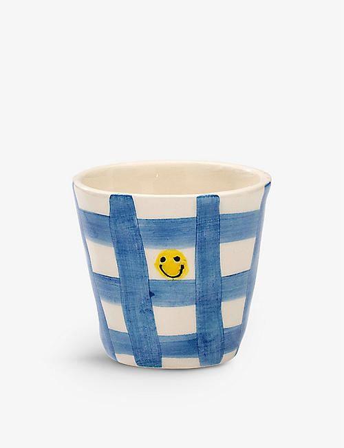 ANNA + NINA: Happy Smile check ceramic espresso cup 5.5cm