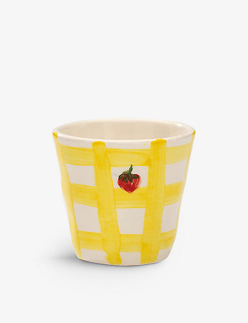 ANNA + NINA: Strawberry check ceramic espresso cup 5.5cm