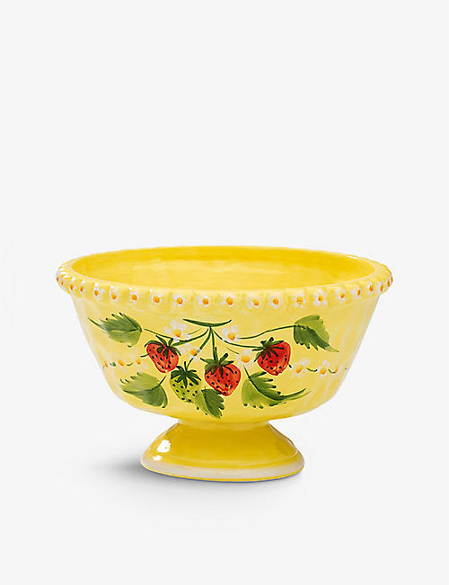 ANNA + NINA: Strawberry Fields graphic-print ceramic fruit bowl 26cm
