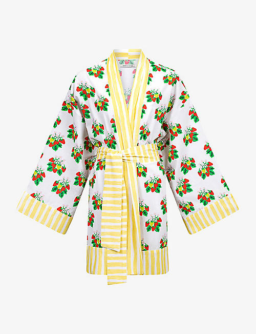 ANNA + NINA: Strawberry Fields motif-print organic-cotton kimono