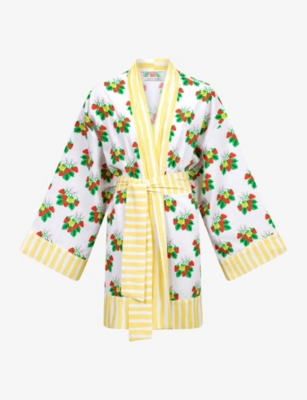 Selfridges & Co Women Clothing Sweaters Cardigans Kimonos Strawberry Fields motif-print organic-cotton kimono 