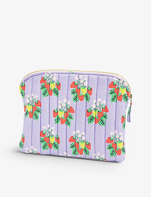 ANNA + NINA: Strawberry Fields strawberry-print quilted organic-cotton laptop case 34cm x 25.5cm