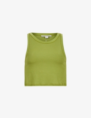 Allsaints Womens Green Rina Cropped Woven Top