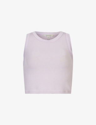 ALLSAINTS ALLSAINTS WOMEN'S LAVENDER RINA CROPPED WOVEN TOP,63444309