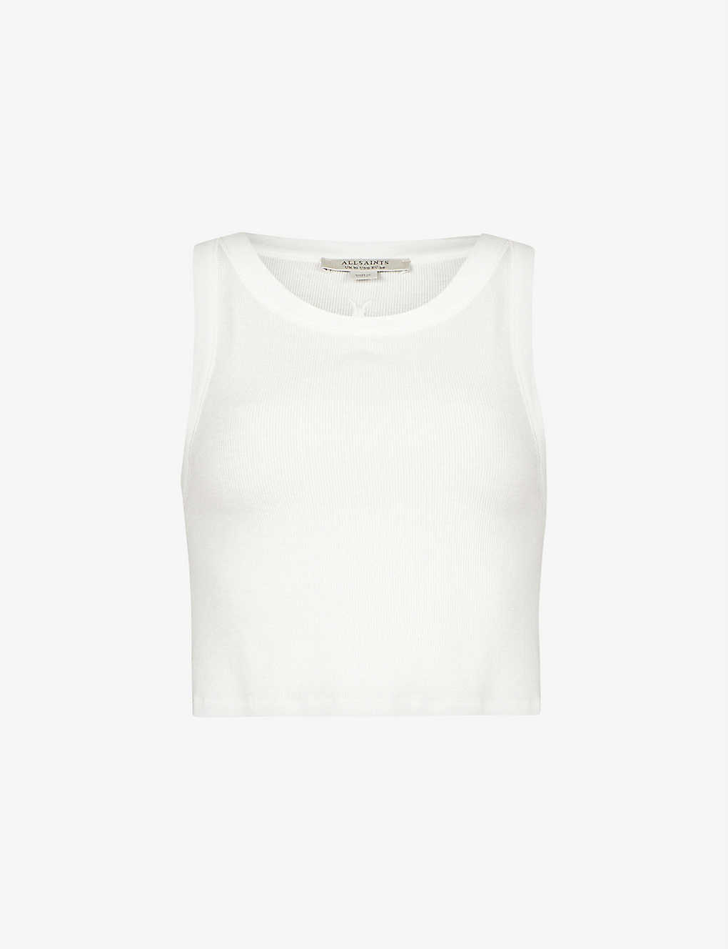 Allsaints Rina Cropped Woven Top In Optic White