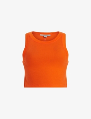 ALLSAINTS ALLSAINTS WOMEN'S POP ORANGE RINA CROPPED WOVEN TOP,63451512