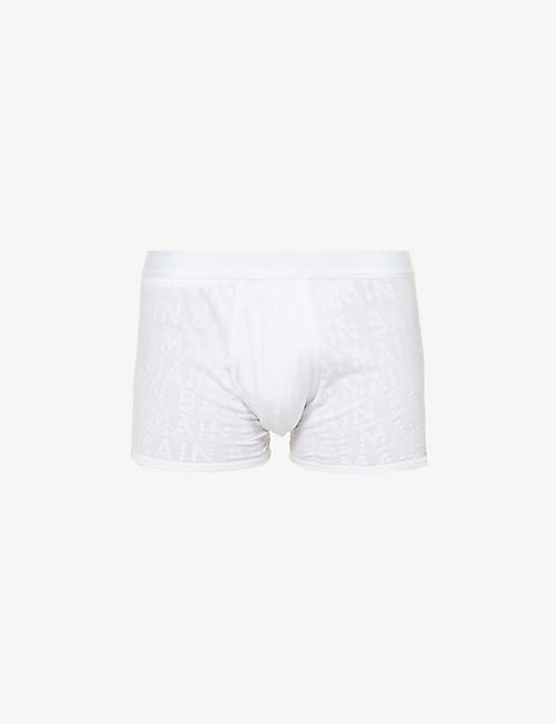BALMAIN: Logo-print regular-fit mid-rise cotton boxers