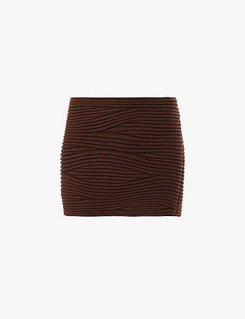 ISA BOULDER: Bodywave asymmetric stretch-knitted mini skirt