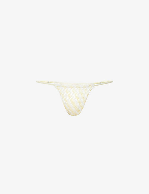 ISA BOULDER: Weavestring textured high-rise bikini bottoms