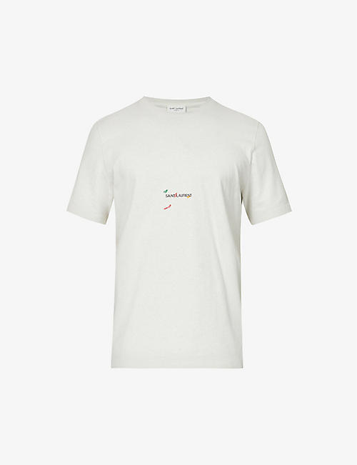 SAINT LAURENT: Logo-print regular-fit cotton-jersey T-shirt