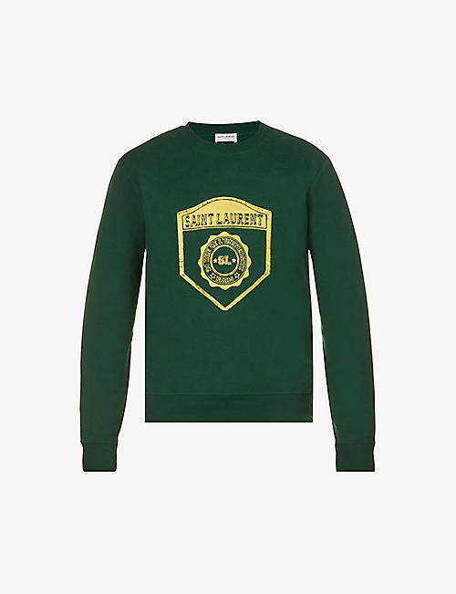 SAINT LAURENT: Logo-print relaxed-fit cotton-jersey sweatshirt