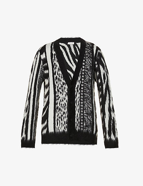 SAINT LAURENT: Animal-print relaxed-fit stretch-wool-blend cardigan