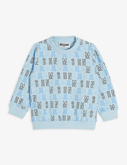 MOSCHINO: Logo-print round-neck stretch-cotton sweatshirt 3-36 months