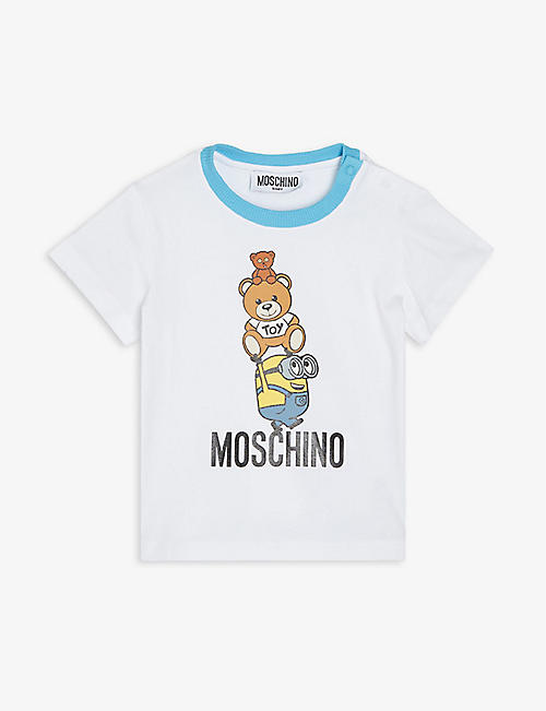 MOSCHINO: Logo-print crew neck stretch-cotton T-shirt (6-24 months)