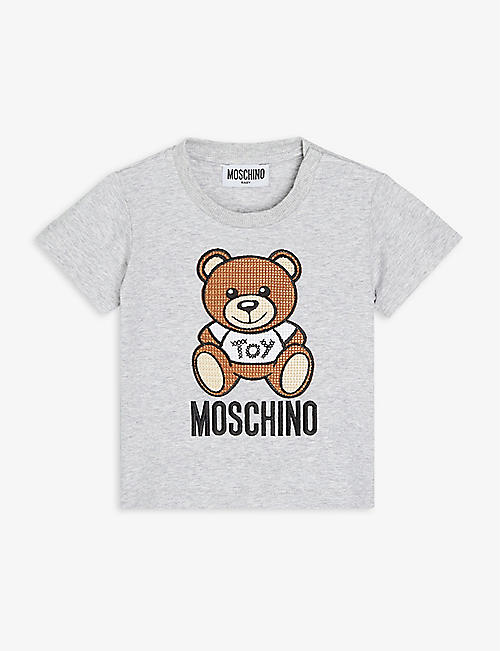 MOSCHINO: Toy Bear appliqué stretch-cotton T-shirt 3-36 months