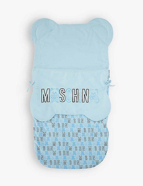 MOSCHINO：交织字母印花平纹针织棉婴儿服套装