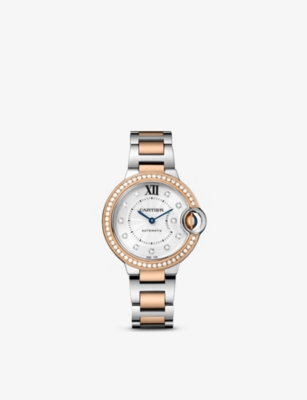 Cartier W3bb0023 Ballon Bleu De  18ct Rose-gold, Stainless-steel And 0.63ct Brilliant-cut Diamond Aut In Rose Gold And Steel
