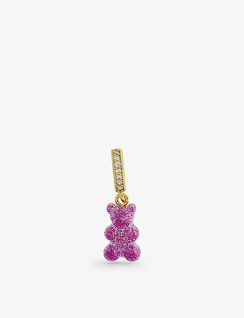 CRYSTAL HAZE: Nostalgia Bear 18ct yellow gold-plated brass, resin and zirconia charm