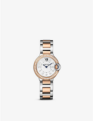 CARTIER: CRW3BB0025 Ballon Bleu de Cartier 18ct rose-gold, stainless-steel and 0.53ct brilliant-cut diamond quartz watch