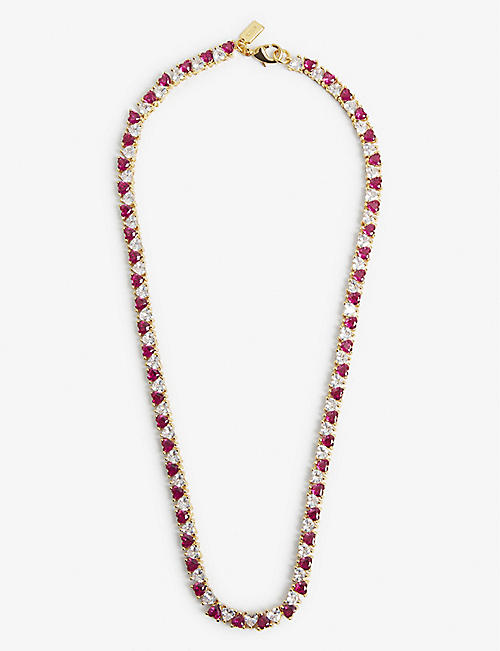 CRYSTAL HAZE: Valentine 18ct yellow gold-plated brass and zirconia tennis necklace