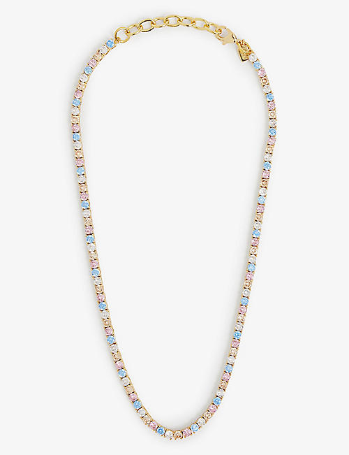 CRYSTAL HAZE: Colourful 18ct yellow gold-plated brass and zirconia tennis necklace