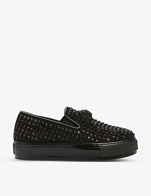 KURT GEIGER LONDON: Laney studded faux-suede low-top trainers